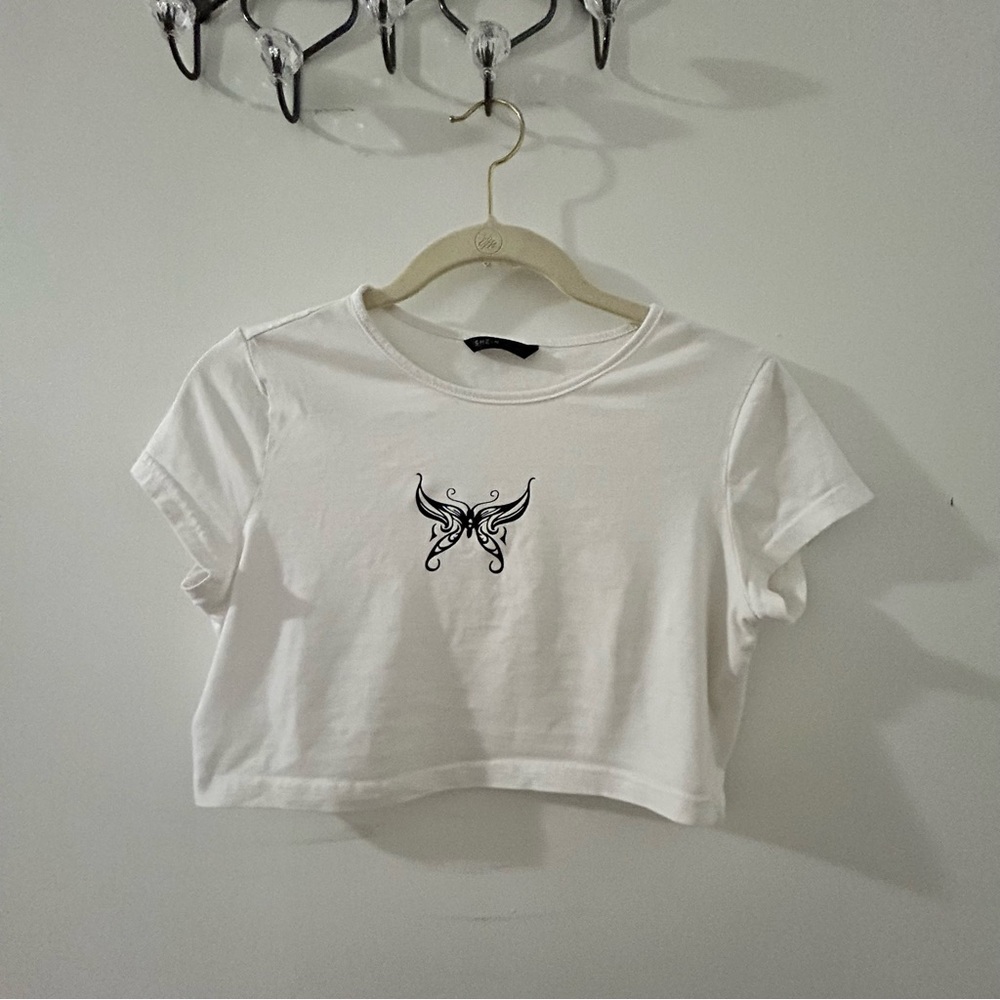 shein butterfly crop top